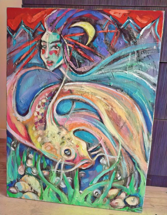 Картина акрилом Японка