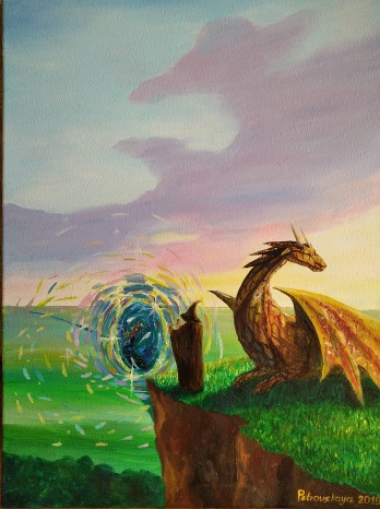 Картина маслом Волшебник и дракон