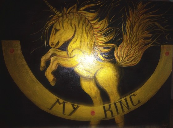 Картина акрилом Единорог