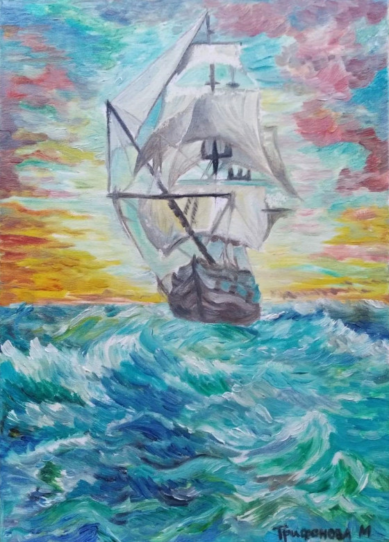 Картина маслом Парусник