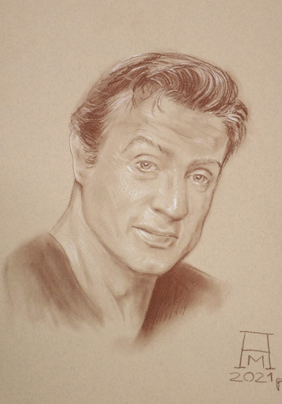 Картина в смешанной технике Сильвестр Сталлоне