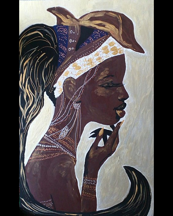 Картина акрилом Негритянка