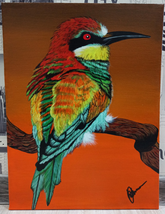 Картина акрилом Пчелоед в ожидании