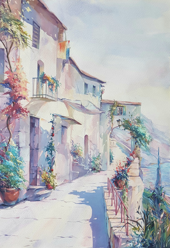 Картина гуашью Французька рів'єра