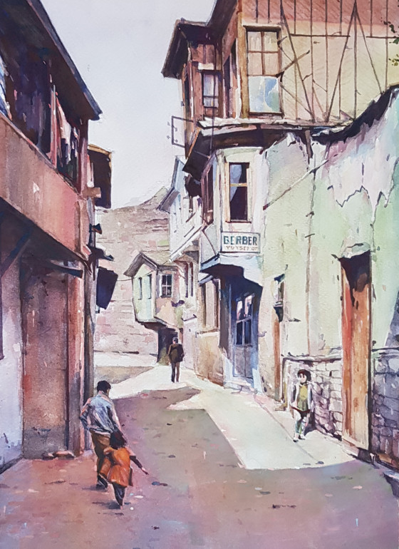 Картина гуашью У перукарню