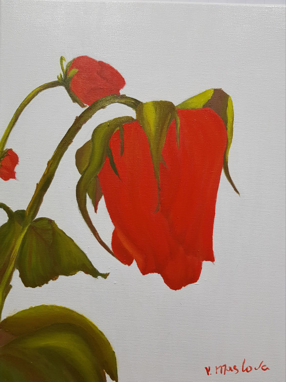 Картина маслом Стомлена троянда