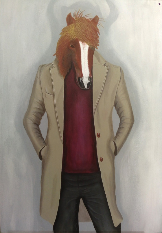 Картина акрилом Конь в пальто