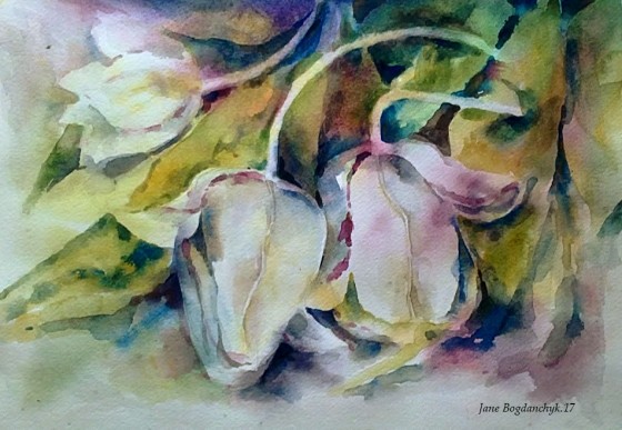 Картина акварелью Тюльпаны