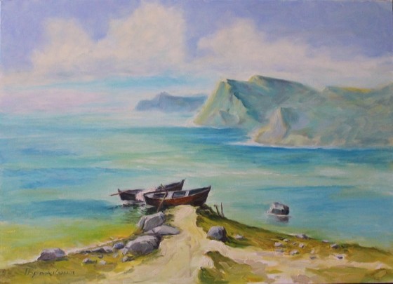 Картина маслом Лодочки