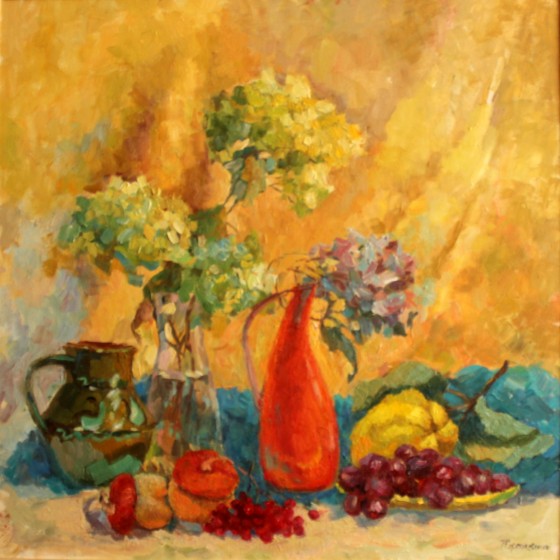 Картина маслом Натюрморт "Золотой"