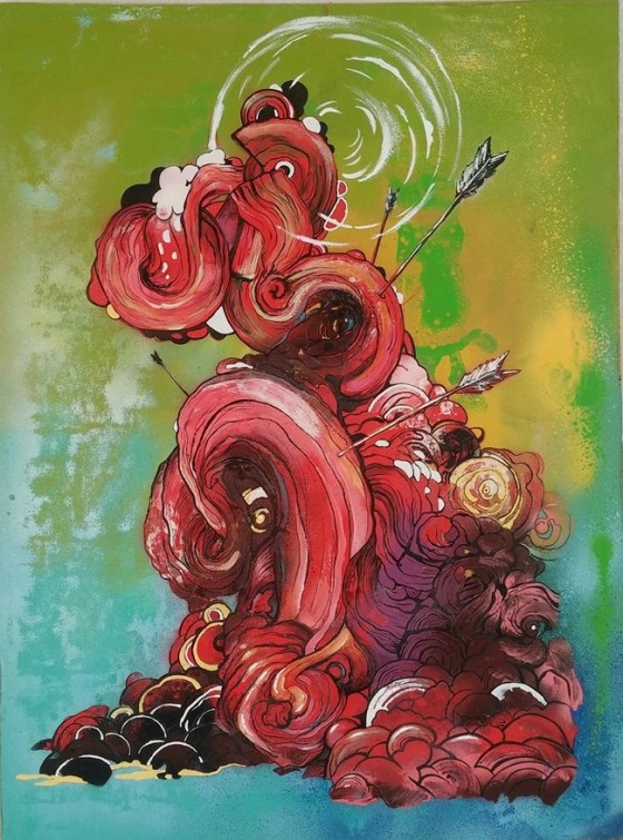 Картина в смешанной технике "Меланхолия"