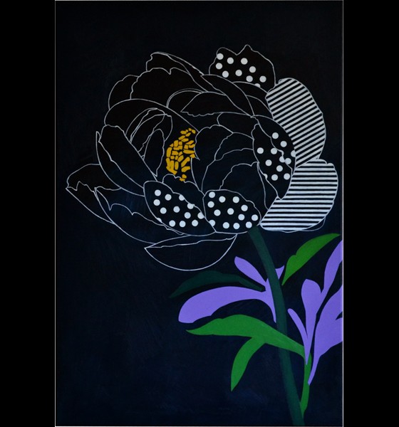 Картина маслом Пион с полосками 