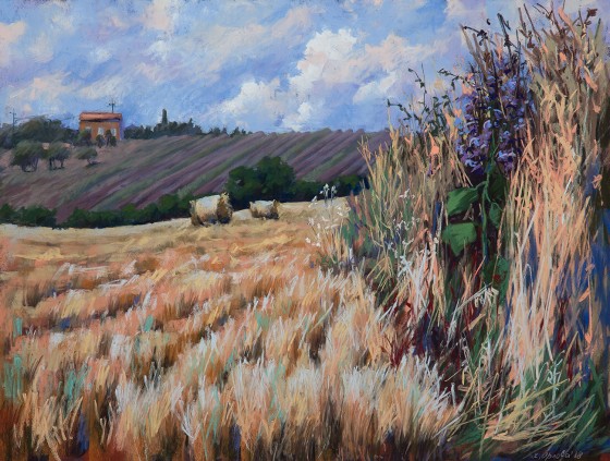 Картина пастелью Лавандовые дали. Прованс