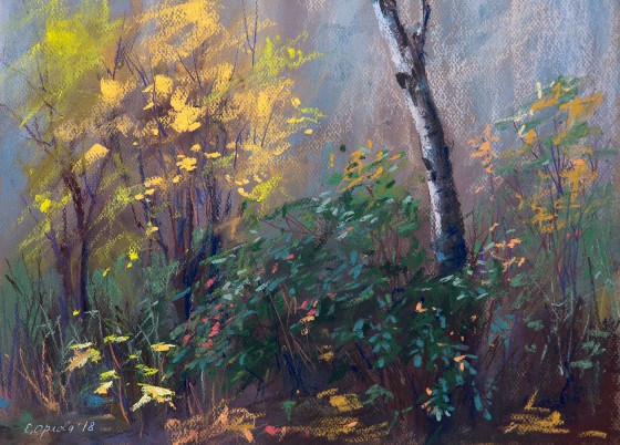 Картина пастелью Тихий двор