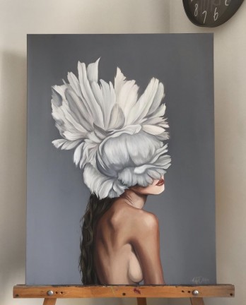 Картина маслом girl with a flower. Дівчина з квіткою. Дівчина. Девушка с цветком. Цветы