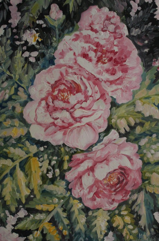 Картина маслом Пионы 