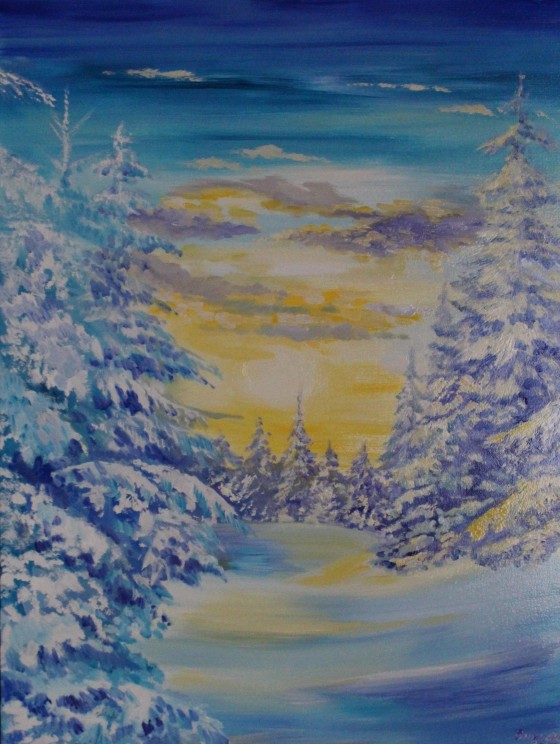 Картина маслом Зима