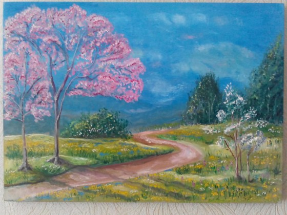 Картина маслом Карпаты после дождя