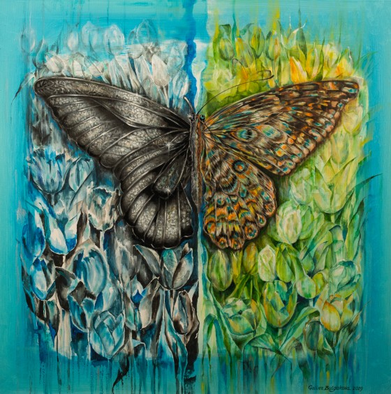 Картина маслом БАБОЧКА