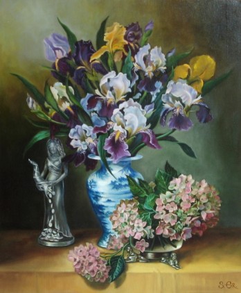 Картина маслом "Ирисы"