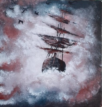 Картина акрилом Одинокий парусник