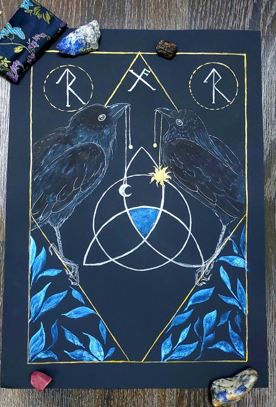 Картина в смешанной технике Хранители древних тайн