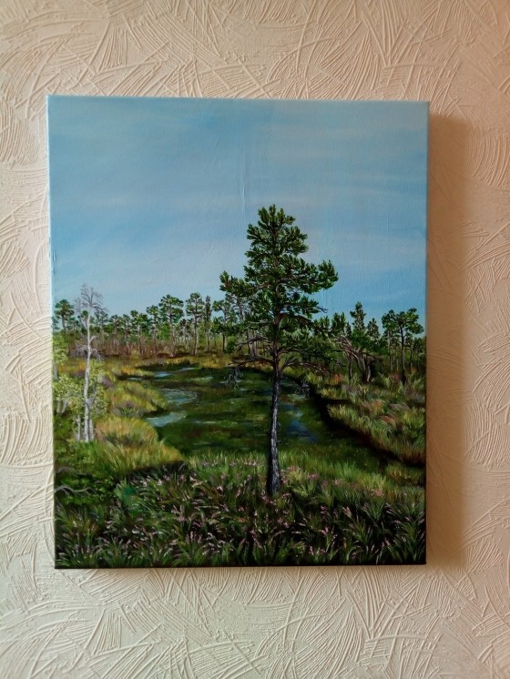 Картина маслом Кемерское болото. Латвия.