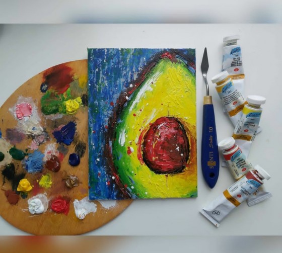 Картина маслом Red avocado heart 