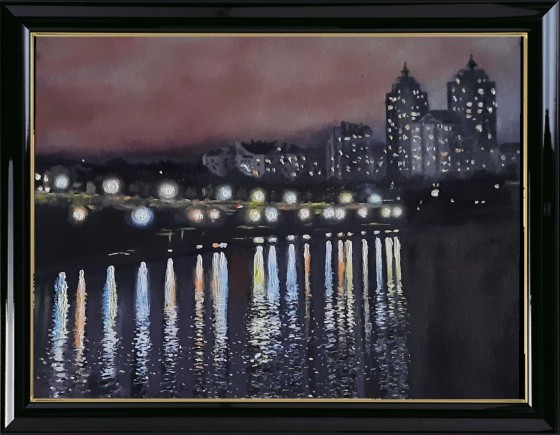 Картина маслом Night city. Obolon