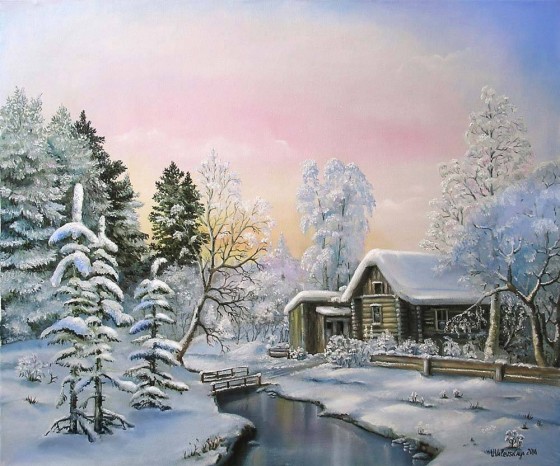 Картина маслом Красавица Зима