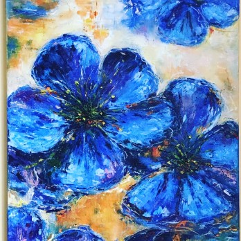 Картина маслом Синие цветы