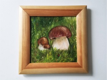 Картина маслом Грибочки картина маслом, в деревянной раме.