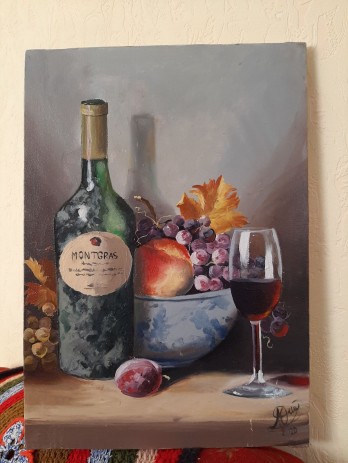 Картина маслом Вино с фруктами
