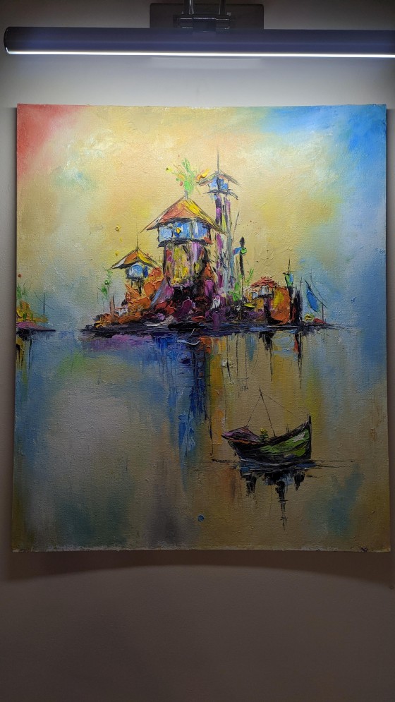 Картина маслом Один в лодке