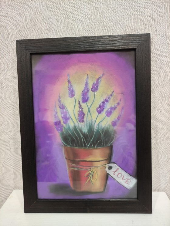 Картина пастелью Цветы в вазе
