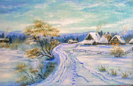 Картина маслом Зима