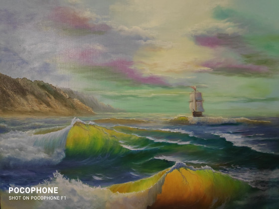 Картина маслом Парусник