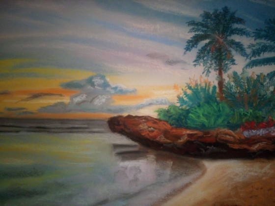 Картина пастелью тропики