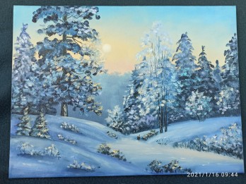 Картина маслом Зимний лес