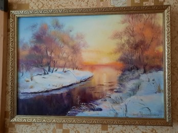 Картина маслом "Зимний вечер"