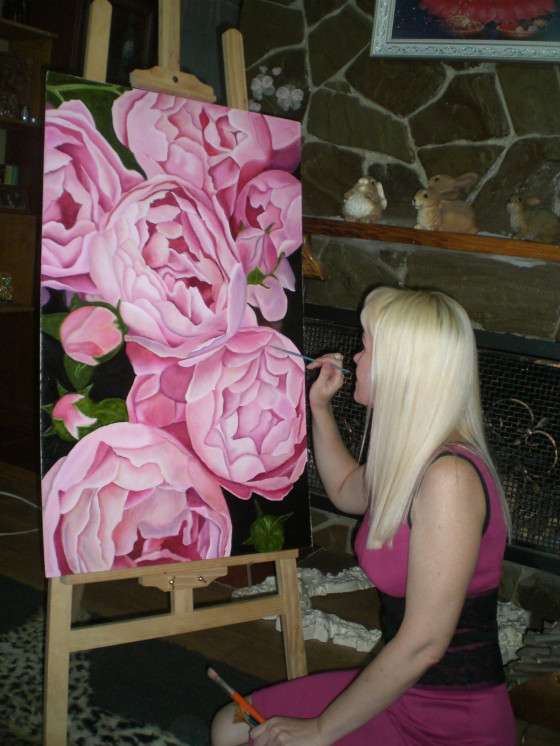 Картина маслом Пионы