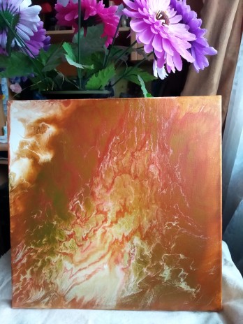 Картина акрилом Абстракция бронза