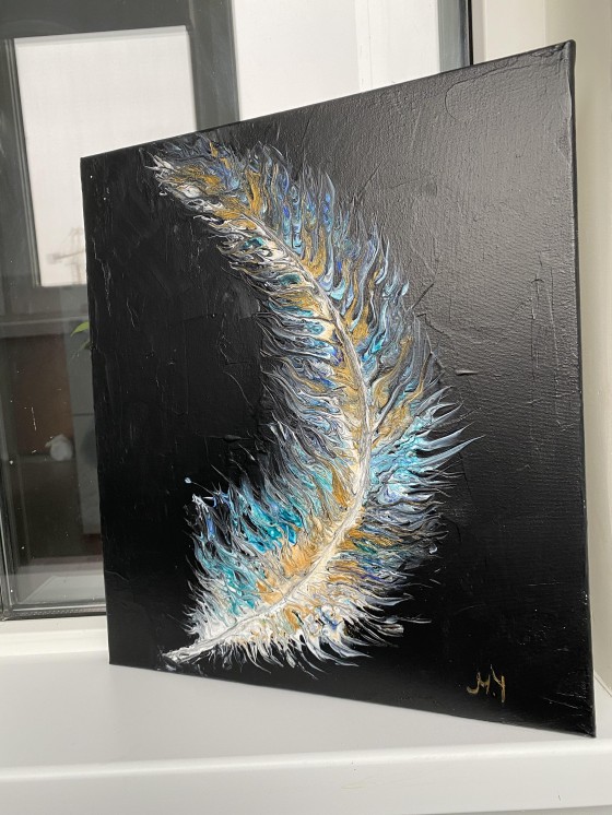 Картина акрилом “Перо»