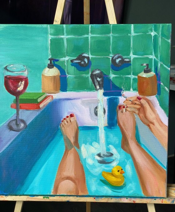 Картина маслом Bath time