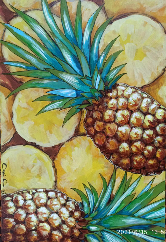 Картина акрилом "Ананас"
