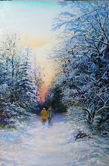 Картина маслом Зимняя прогулка