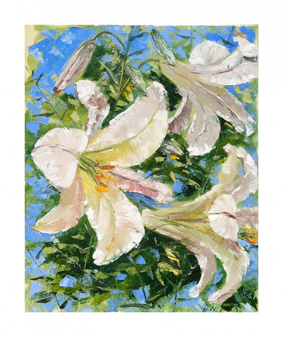 Картина маслом Лилии