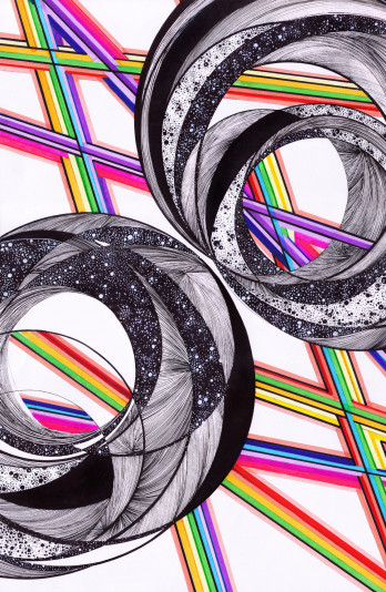 Картина в смешанной технике Космическая радуга