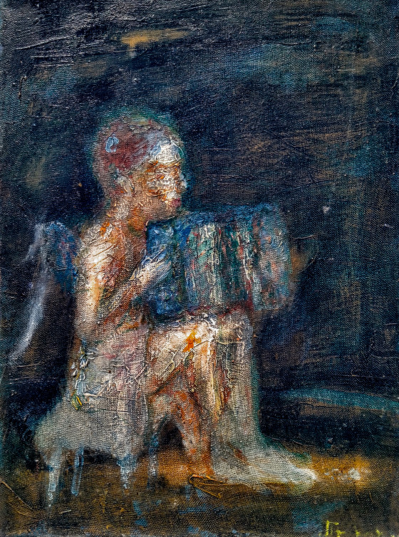 Картина маслом Ангел баянист